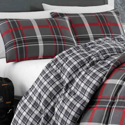 Eddie Bauer Willow Plaid Grey Reversible Down Alt Comforter Set (Used Like New ) - F701 - Image 7