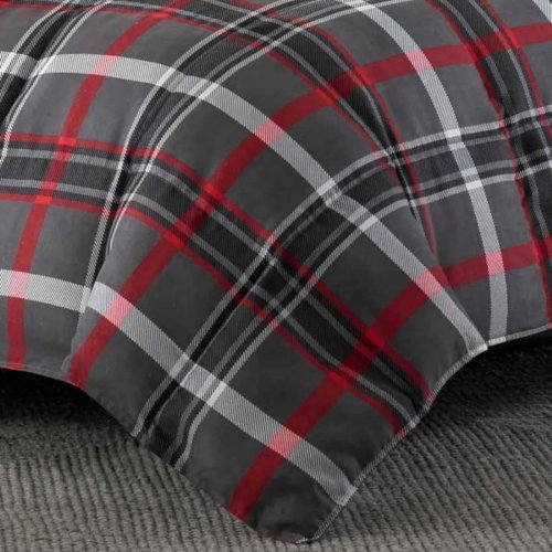 Eddie Bauer Willow Plaid Grey Reversible Down Alt Comforter Set (Used Like New ) - F701 - Image 6