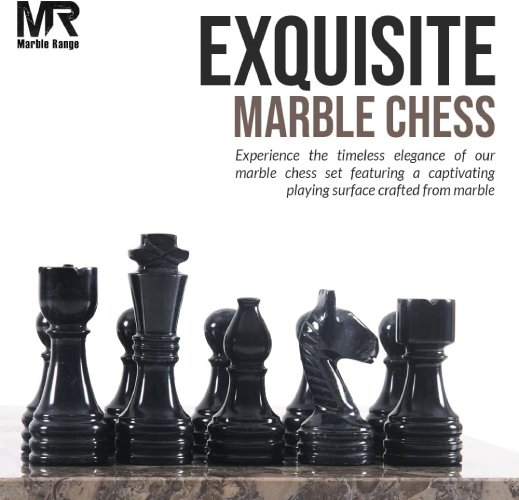 15" Handmade Marble Chess Set – Oceanic & Black with Storage Box (Like New) - F713 - Image 6