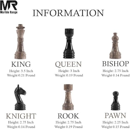 15" Handmade Marble Chess Set – Oceanic & Black with Storage Box (Like New) - F713 - Image 2