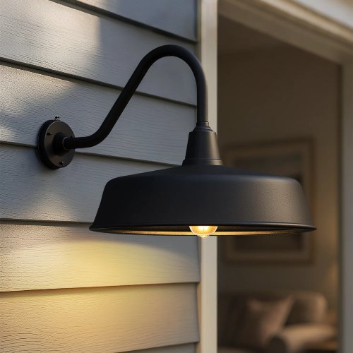 Bechard Black Dusk-to-Dawn Outdoor Wall Barn Light (Like New) - F715
