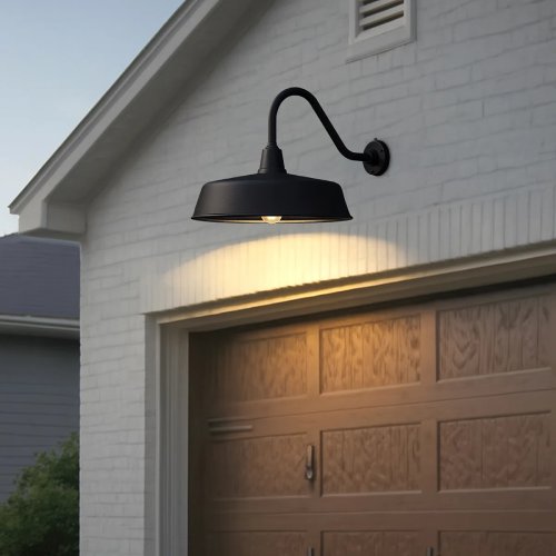 Bechard Black Dusk-to-Dawn Outdoor Wall Barn Light (Like New) - F715 - Image 3