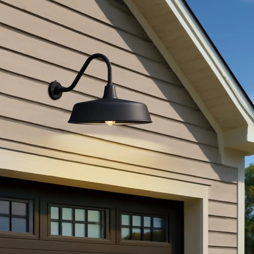 Bechard Black Dusk-to-Dawn Outdoor Wall Barn Light (Like New) - F715 - Image 5