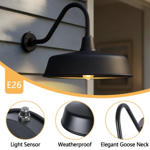 Bechard Black Dusk-to-Dawn Outdoor Wall Barn Light (Like New) - F715 - Image 8