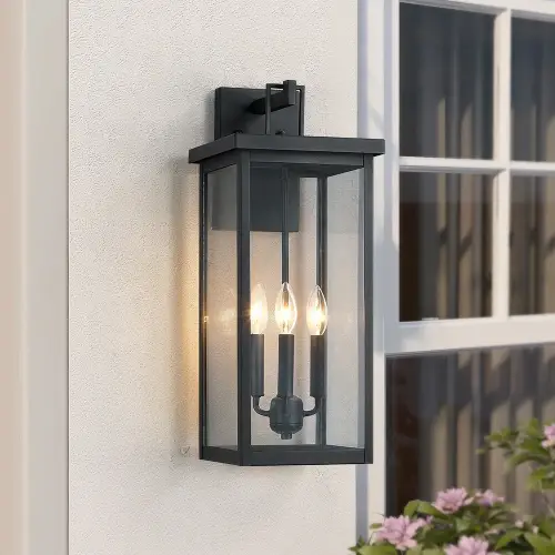 17 Stories 22.5" Large Black Outdoor Wall Lantern Sconce Light (Like New) - F720