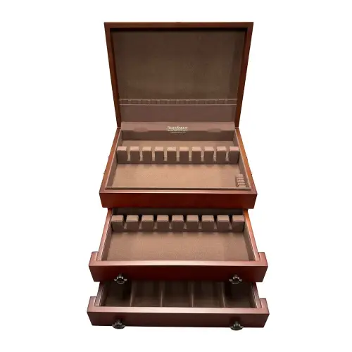 Reed Barton Bristol Grande Mahogany Silverware Chest With Brown Lining (Like New) - F723 - Image 2