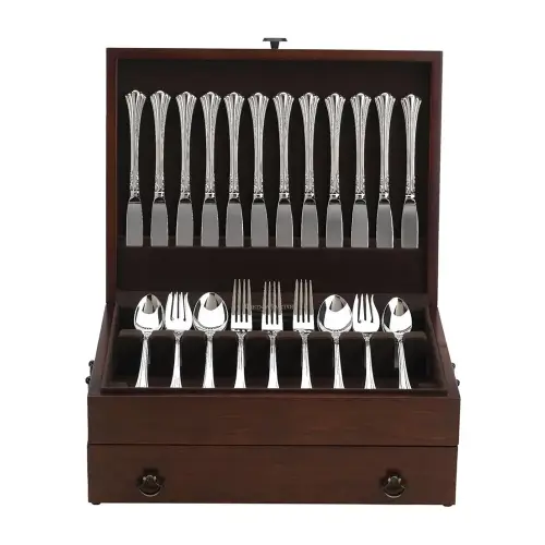 Reed Barton Bristol Grande Mahogany Silverware Chest With Brown Lining (Like New) - F723 - Image 4