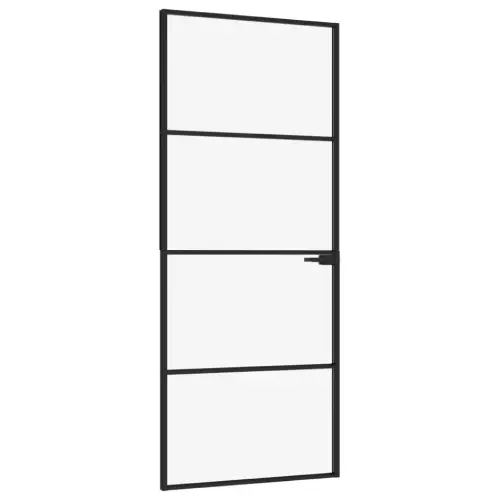Vidaxl Interior Door Black 83 X 201.5 Cm Tempered Glass and Aluminium (Like New) - F726 - Image 2