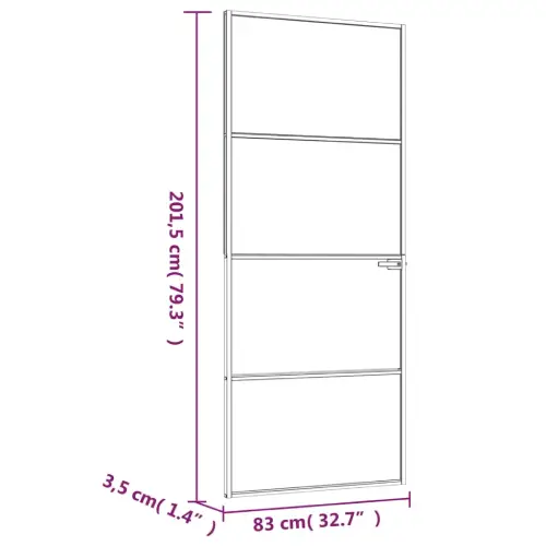 Vidaxl Interior Door Black 83 X 201.5 Cm Tempered Glass and Aluminium (Like New) - F726 - Image 8