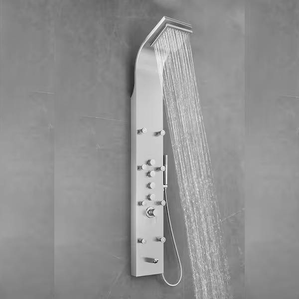 AKDY 65 in. 8-Jet Stainless Steel Shower Panel System with Rainfall Shower Head (Like New) - F93