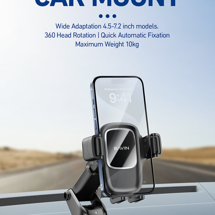 BAVIN PS47 Universal Car Phone Mount with 360° Rotating Suction Cup Holder