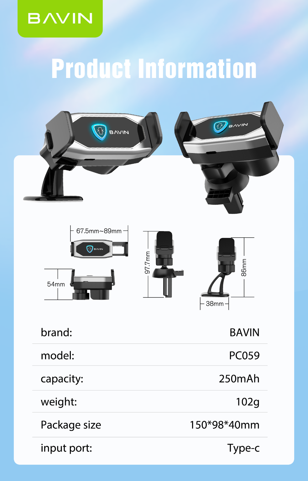 BAVIN PC059 Magnetic Car Charger Mount - Image 2