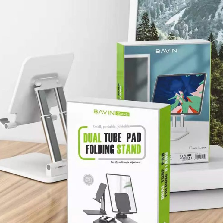 BAVIN PS11 Dual-Tube Adjustable Tablet and Phone Stand Foldable Aluminum Desktop Holder