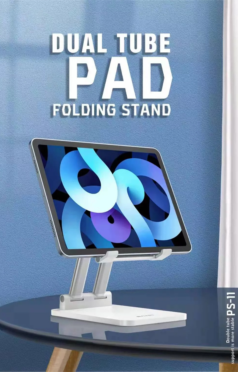 BAVIN PS11 Dual-Tube Adjustable Tablet and Phone Stand Foldable Aluminum Desktop Holder - Image 2