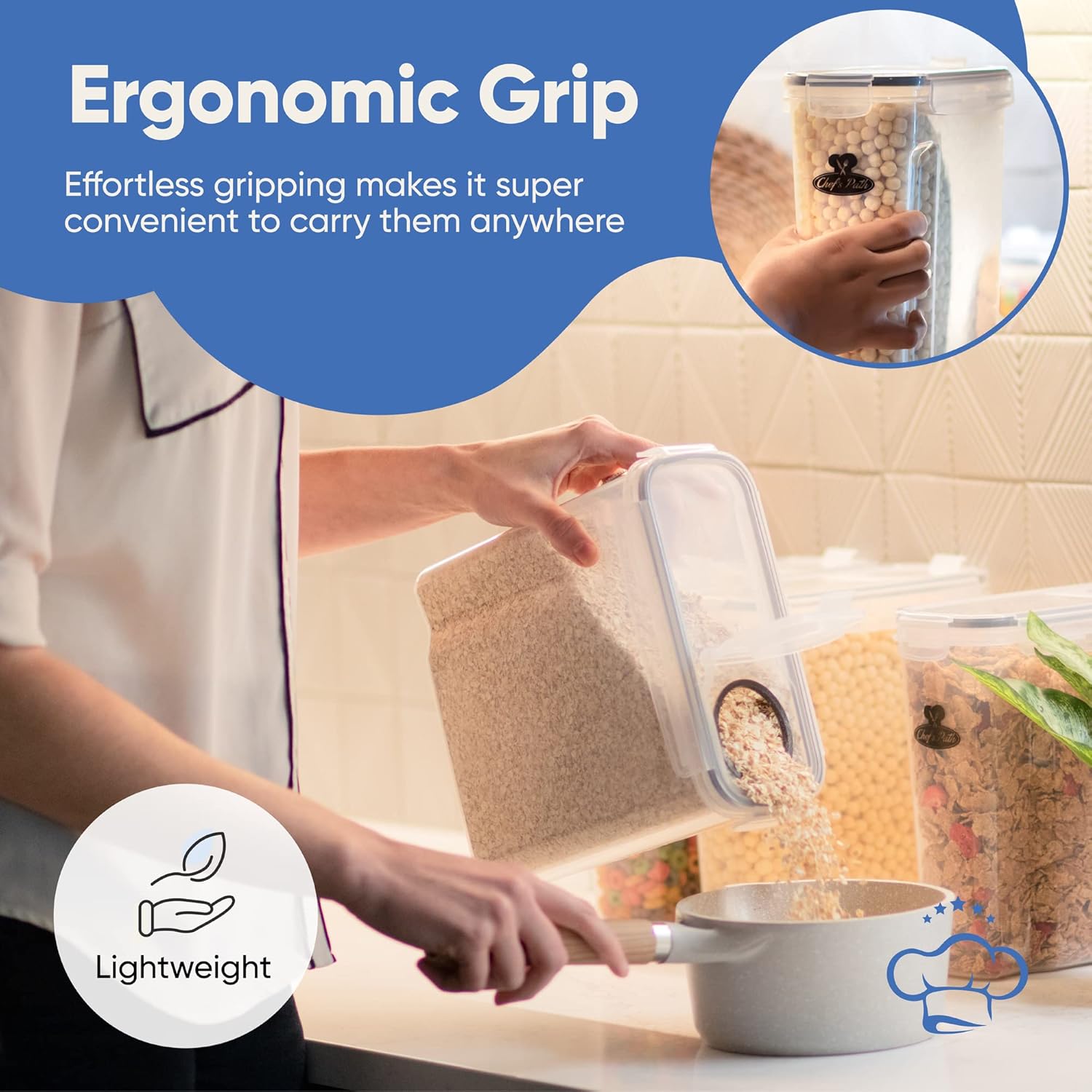 Chefs Path Cereal Storage Containers 4 Piece BPA Free Pantry Organization Set - Image 9