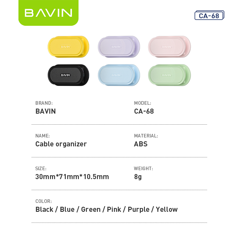 BAVIN CA68 Desktop Cable Organizer Compact ABS Cord Management Clip - Image 11