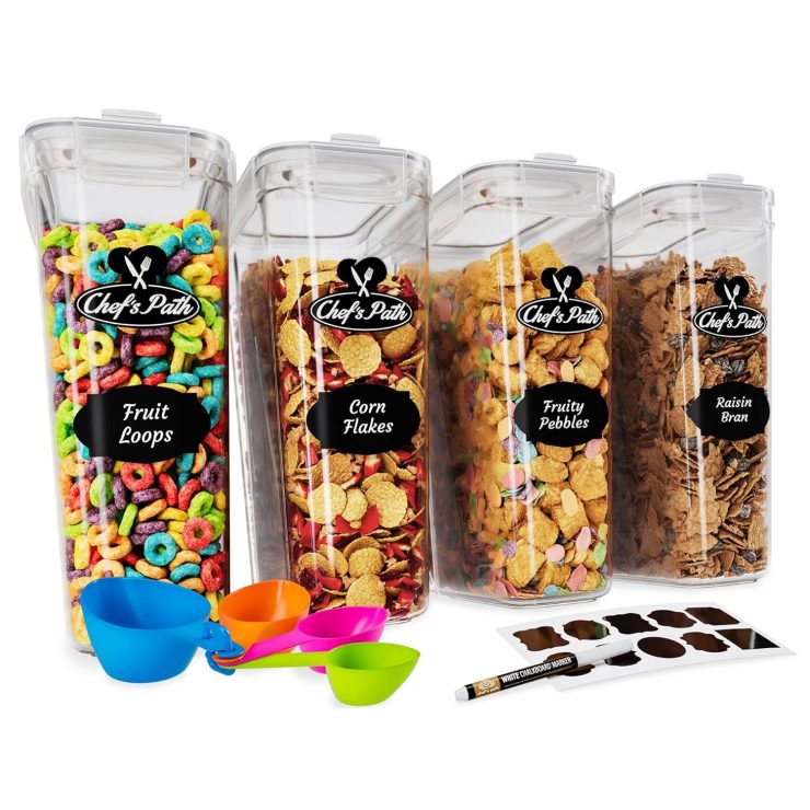 Chefs Path Cereal Storage Containers 4 Piece BPA Free Pantry Organization Set