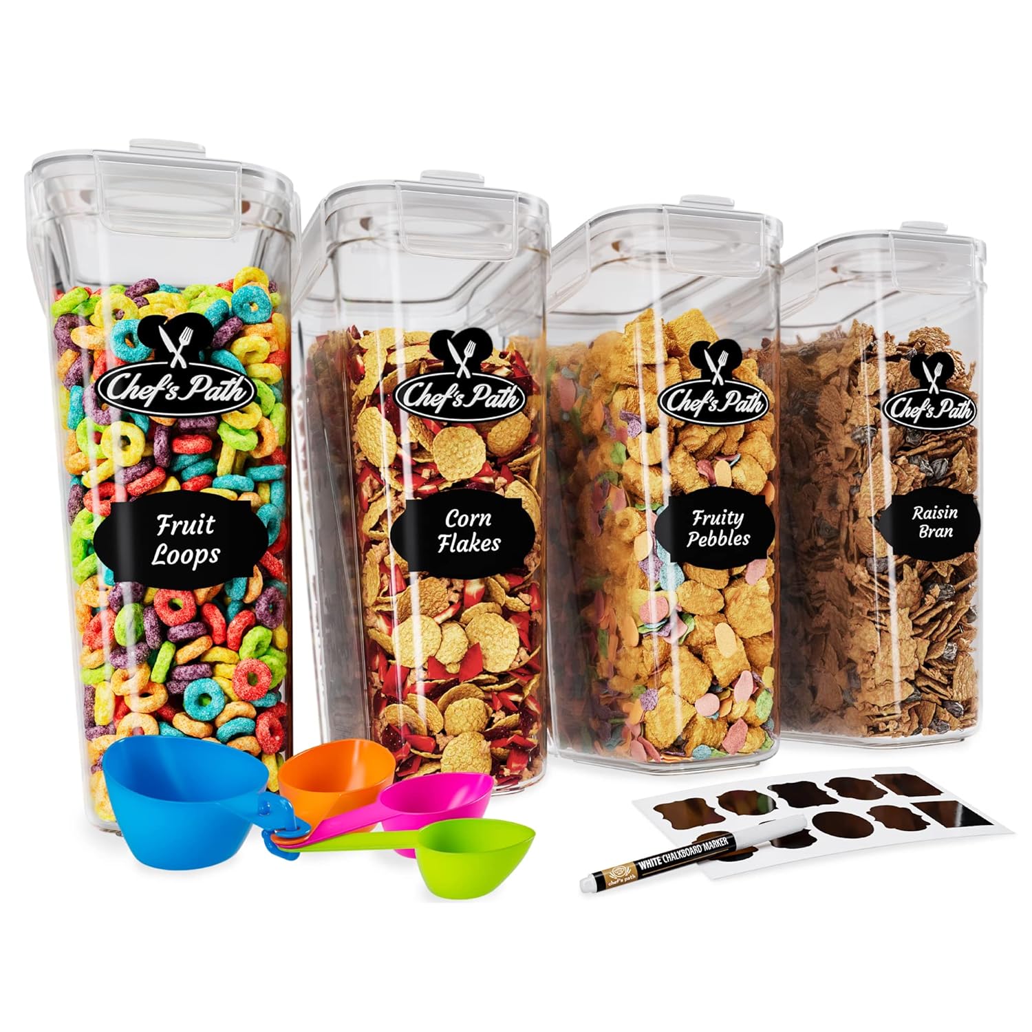 Chefs Path Cereal Storage Containers 4 Piece BPA Free Pantry Organization Set