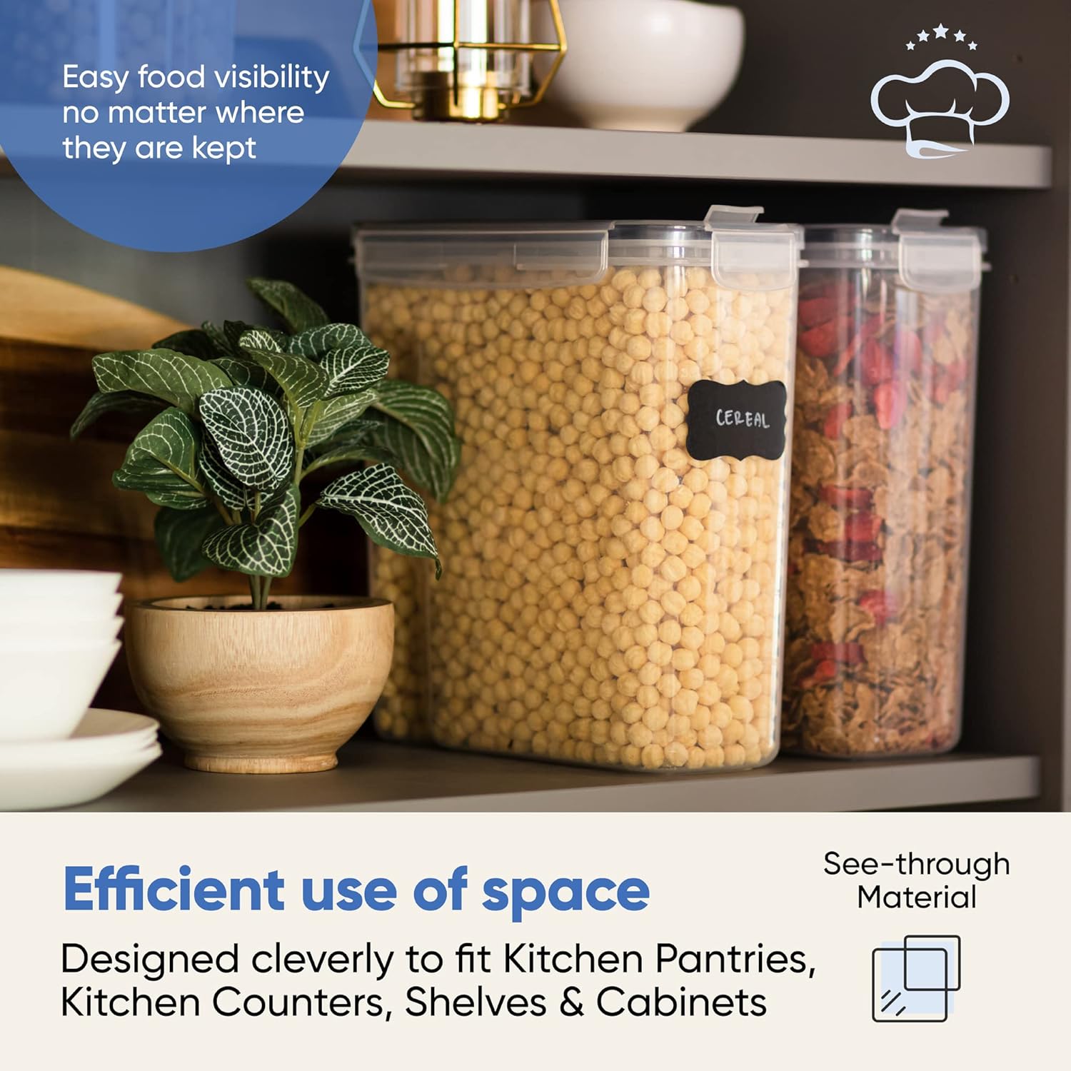 Chefs Path Cereal Storage Containers 4 Piece BPA Free Pantry Organization Set - Image 6