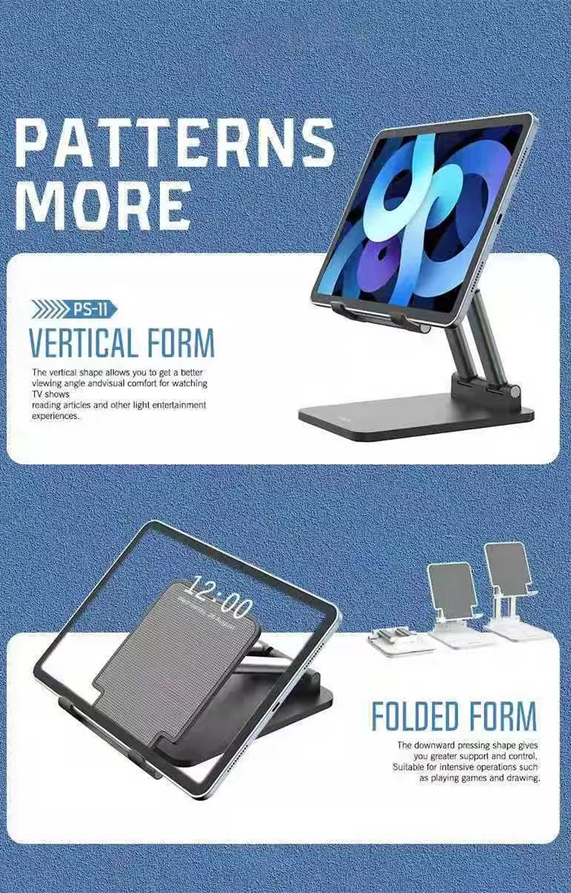 BAVIN PS11 Dual-Tube Adjustable Tablet and Phone Stand Foldable Aluminum Desktop Holder - Image 3