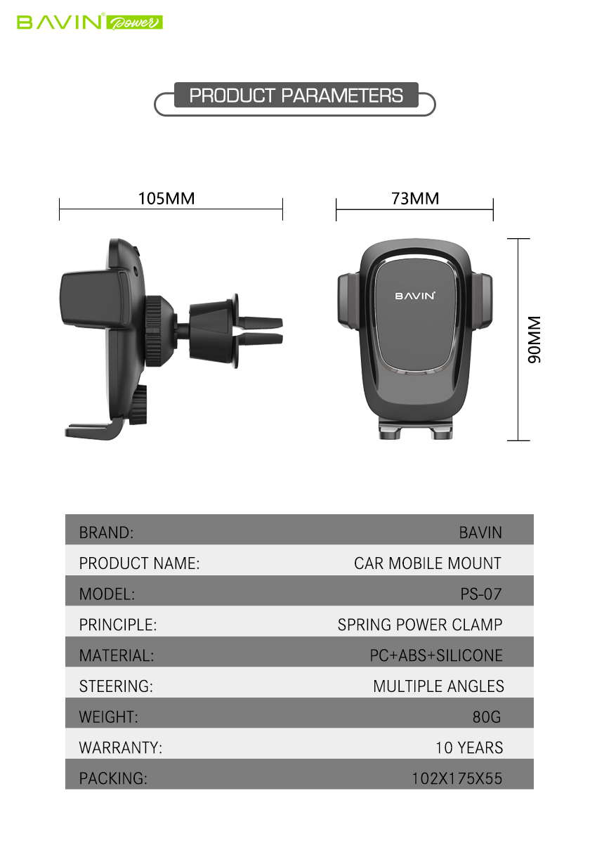 BAVIN PS07 360° Rotation Air Vent Car Phone Holder Universal Adjustable Mount - Image 9