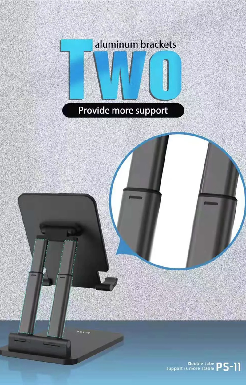 BAVIN PS11 Dual-Tube Adjustable Tablet and Phone Stand Foldable Aluminum Desktop Holder - Image 4