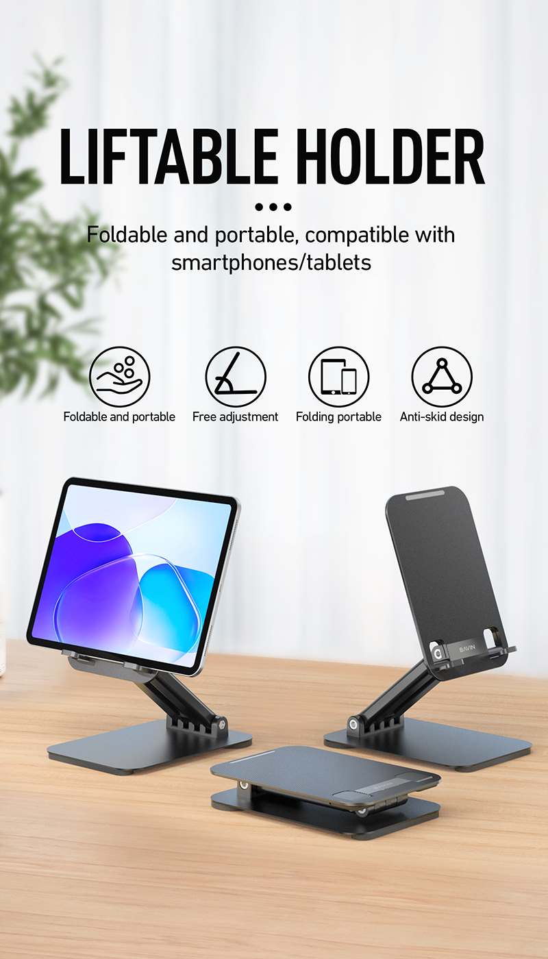 BAVIN PS18 Universal Foldable Phone Stand Adjustable Aluminum Alloy Desktop Holder - Image 2