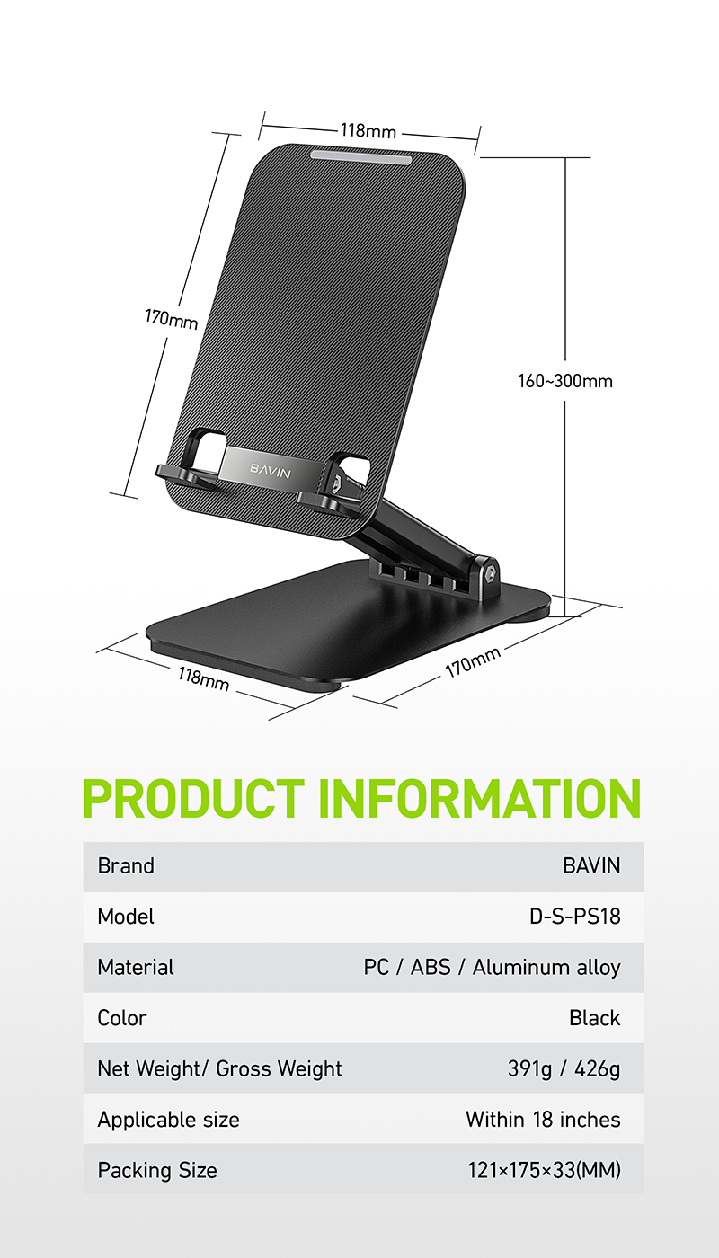 BAVIN PS18 Universal Foldable Phone Stand Adjustable Aluminum Alloy Desktop Holder - Image 9