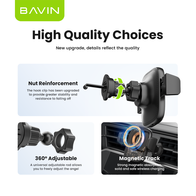BAVIN PC1070 15W Fast Wireless Charging Magnetic Car Mount Phone Holder - Image 9