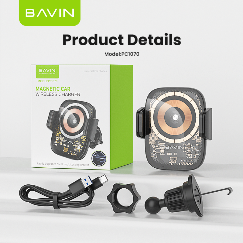 BAVIN PC1070 15W Fast Wireless Charging Magnetic Car Mount Phone Holder - Image 12