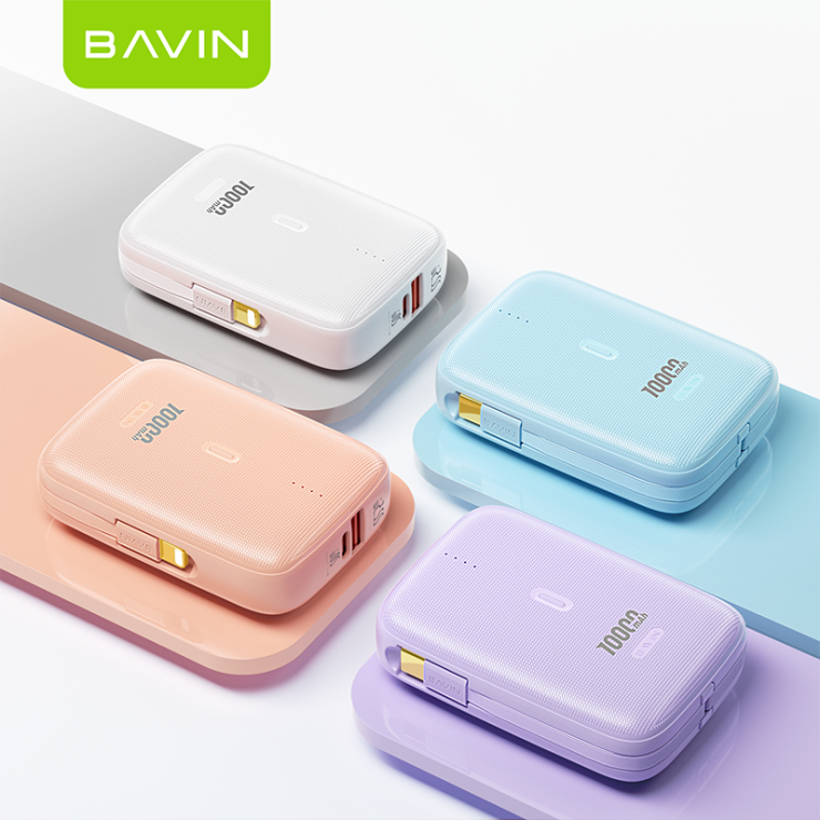 BAVIN PC1090 10000mAh Mini Power Bank with Bidirectional Charging Cable
