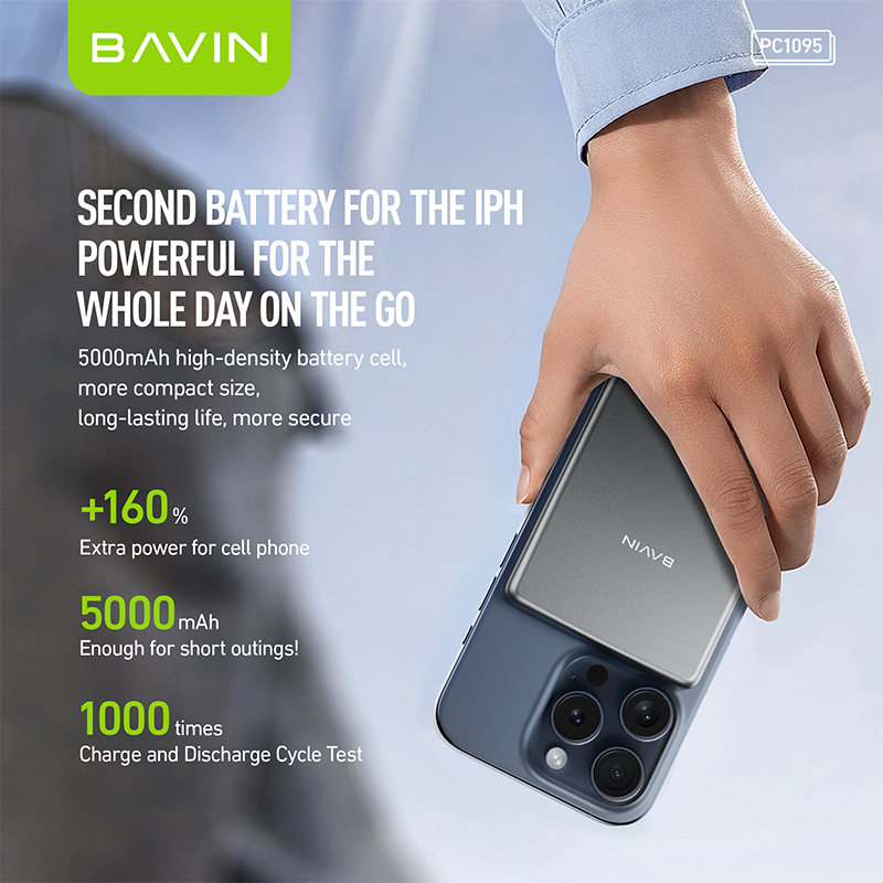 BAVIN PC1095 5000mAh 15W Ultra-Thin Wireless Charger Power Bank - Image 5