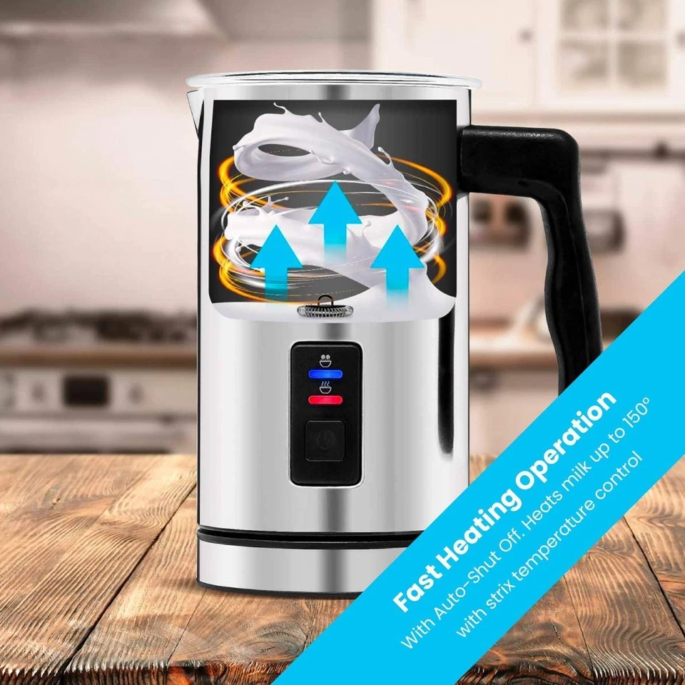 Zeppoli Milk Frother and Warmer Electric Automatic Milk Steamer Latte Cappuccino - Image 2