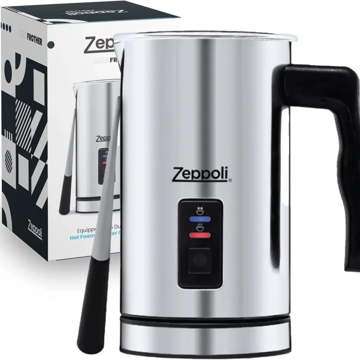 Zeppoli Milk Frother and Warmer Electric Automatic Milk Steamer Latte Cappuccino
