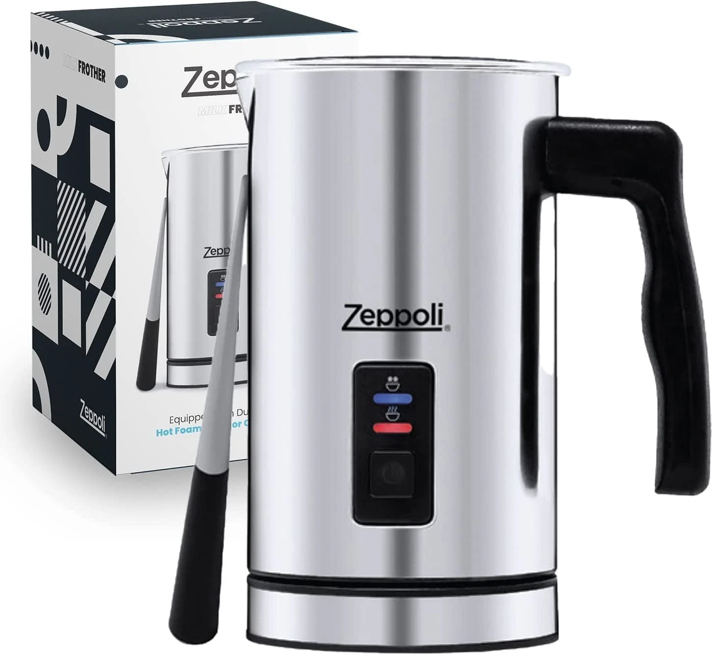 Zeppoli Milk Frother and Warmer Electric Automatic Milk Steamer Latte Cappuccino