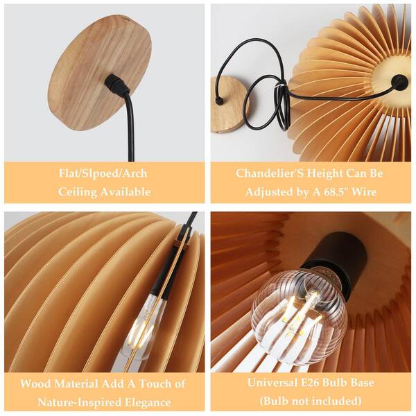 LWYTJO Brown Pumpkin Shape Pendant Light Fixture - R-D5048XL-1-N - Image 8