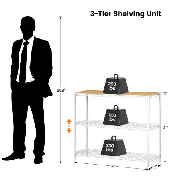 Homeiju 3-Tier Adjustable Kitchen Shelf - 1070 - Image 5
