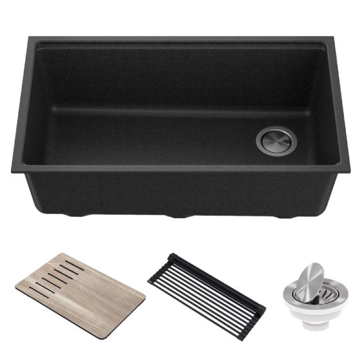 Kraus Black Granite Workstation Kitchen Sink - KGUW2-33MBL