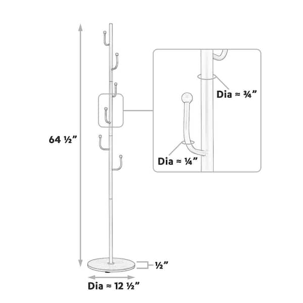Maypex White Metal Coat Rack with Stone Base - 300977-WH - Image 5