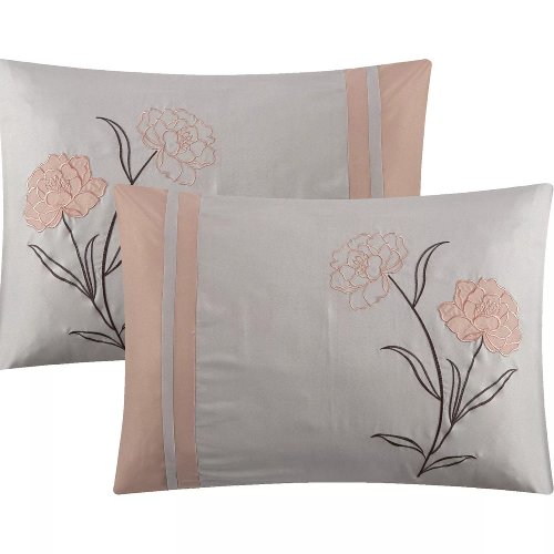 Nanshing Camellia Floral Comforter Set | Elegant Floral Bedding Set with Decorative Pillows - Image 2