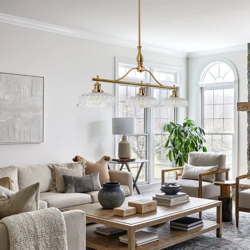 EFPERFECT Vintage Brass Gold 3-Light Chandelier | Modern Pendant Ceiling Light - Used - Image 2