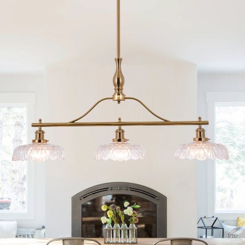 EFPERFECT Vintage Brass Gold 3-Light Chandelier | Modern Pendant Ceiling Light - Used