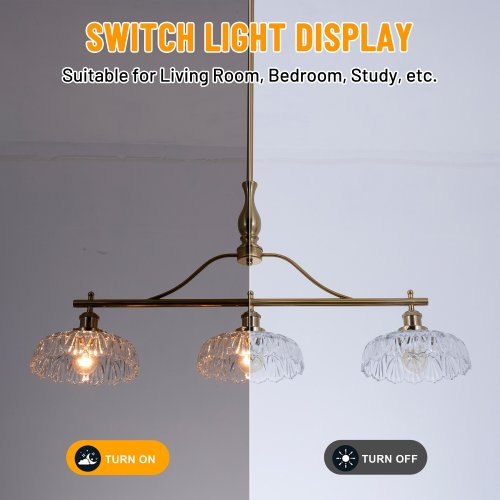 EFPERFECT Vintage Brass Gold 3-Light Chandelier | Modern Pendant Ceiling Light - Used - Image 6