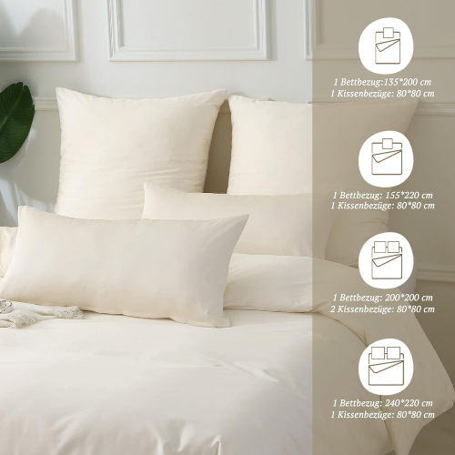 MILDLY Satin Cotton Duvet Cover Set Beige - Image 5