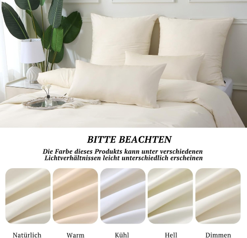 MILDLY Satin Cotton Duvet Cover Set Beige - Image 6
