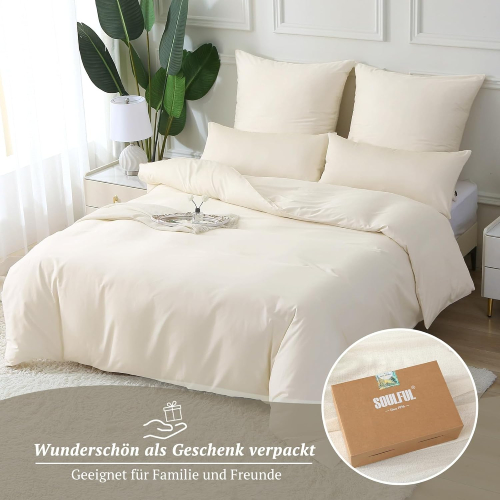 MILDLY Satin Cotton Duvet Cover Set Beige - Image 7