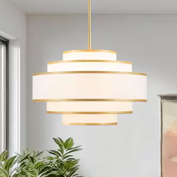 MLiAN 24" Gold 5-Light Drum Chandelier - Used