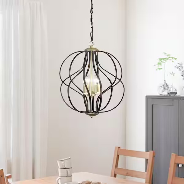 Maxax 4-Light Black Gold Globe Chandelier - Used