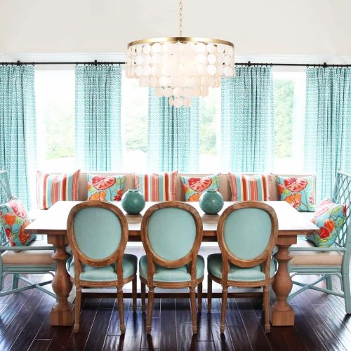 ALICE HOUSE AL2608-P5 24" Coastal Chandelier | 5-Light Brushed Brass Capiz Shell Ceiling Light - Used - Image 4