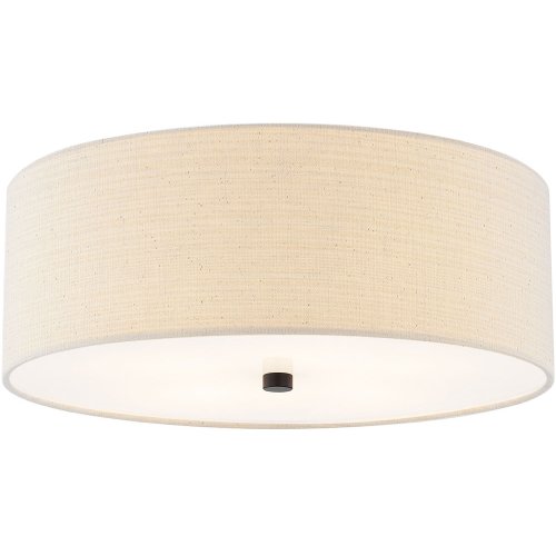 Justice Design FAB-9731-CREM EVOLV Classic 18" Ceiling Light Fixture | Woven Fabric Flush Mount - Used